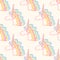 Magical seamless pattern with pink unicorn.