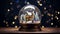 Magical snow globe with Christmas decorations