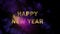 Magical sparkling particles. Appearing golden letters `Happy New Year`