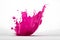 Magical splash magenta paint on white background