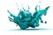 Magical splash turquoise paint on white background