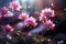 magical translucent pink flowers close up