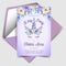 Magical Unicorn Birthday Invitations with watercolor flower purple