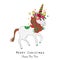 Magical unicorn greeting card. Merry christmas and happy new year