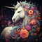 Magical unicorn pegasus illustration artwork on the black background