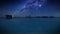 A magical view with tourists at Uyuni Salt Flats, Bolivia, against starry sky