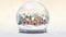 Magical Watercolor Christmas Snow Globe Village with Falling Snowflakes AI Generated