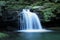 Magical waterfalls Satiny in czech lands. Long exposure on water. Satina river bed in Beskydy, in the foothils of the Lysa hora.