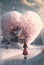 A Magical Winter dreamy. Concept painting about Love, romance and Valentines Day. Fairytale, Soft Cotton Candy style. Ai generated