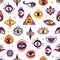 Magical witchcraft eye seamless pattern background