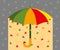 A magical yellow-red-orange-green umbrella