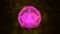 Magically designed pink human brain floating in space of bokeh particles.