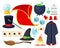 Magician accessories colorful flat vector illustrations set