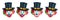 Magician clown characters vector set design. Clown and buffoon with magician hat costume