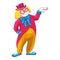 Magician clown icon, cartoon style