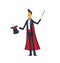 Magician doing a hat trick - cartoon people characters isolated illustration