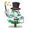 Magician fir with snow christmas tree cartoon