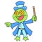 A magician frog in action magic, doodle icon image