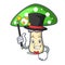 Magician green amanita mushroom mascot cartoon