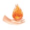 Magician hand holding fire. Magic vector concept. Fire, flame, heat vector