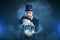 Magician or illusionist is fortune telling and predicting future from magical crystal ball