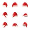 Magician Santa Claus hat icons set, cartoon style