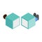 Magician sawing box isometric 3d icon