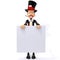 Magician with white panel 3d illustration