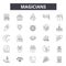 Magicians line icons, signs, vector set, outline illustration concept