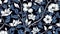 magine block print style rendering half-drop repeat pattern with leaves and flowers of magnolia campaca.ai generative