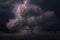 Maginficent Large Crabapple Tree Lightning Dark Clouds Sky by Generative AI