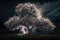 Maginficent Large Dogwood Tree Lightning Dark Clouds Sky by Generative AI