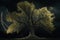 Maginficent Large Ginkgo Tree Lightning Dark Clouds Sky by Generative AI