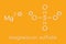 Magnesium sulfate, chemical structure. Many uses include as drug to treat hypomagnesemia. Skeletal formula.