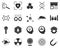 Magnet. Bioengineering glyph icons set. Biotechnology for health, researching, materials creating. Molecular biology, biomedical