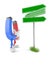 Magnet character with blank signpost