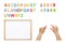 Magnetic alphabet set. Build your word with letters, whiteboard