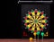 Magnetic dart arrows on granite surface and dart board background.