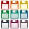 Magnetic floppy disc icons set