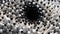 Magnetic Marvels: Macro Details of White Ferrofluid Building Hexagonal Biogenic Structures