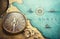 Magnetic old compass on world map.Travel, geography, navigation, tourism and exploration concept background. Treasure Island on