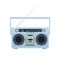 Magnetic tape cassette player. Vintage radio. Front view. Flat illustration.