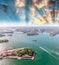 Magnificence of Sydney Harbour as seen from helicopter