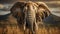 A Magnificent African Elephant in The Savanna Selective Focus Background