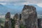 Magnificent autumn landscape of Meteora. Meteora rocks in a sunny, cloudy day. Pindos Mountains, Thessaly, Greece, Europe