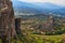 Magnificent autumn landscape of Meteora. Meteora rocks in a sunny, cloudy day. Pindos Mountains, Thessaly, Greece, Europe