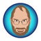 Magnificent caricature design for Steve Jobs in a blue circle