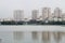 Magnificent City Skyline, Powai Lake and greenery shot during the monsoons in Mumbai, India