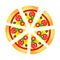 Magnificent design of delicious hot pieces of pizza with various ingredients