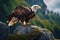 a magnificent eagle stands tall on a mountain path generated by Ai